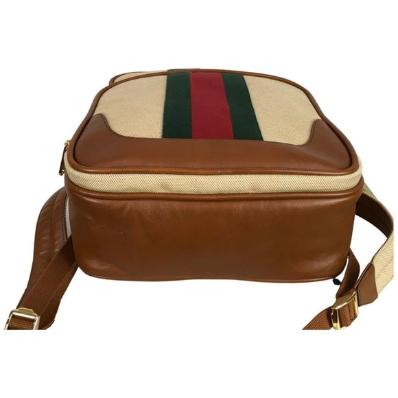 NWT Gucci Women\'s Backpack Stripes Green & Red Buckle GG Beige Multi Sz M main image 11